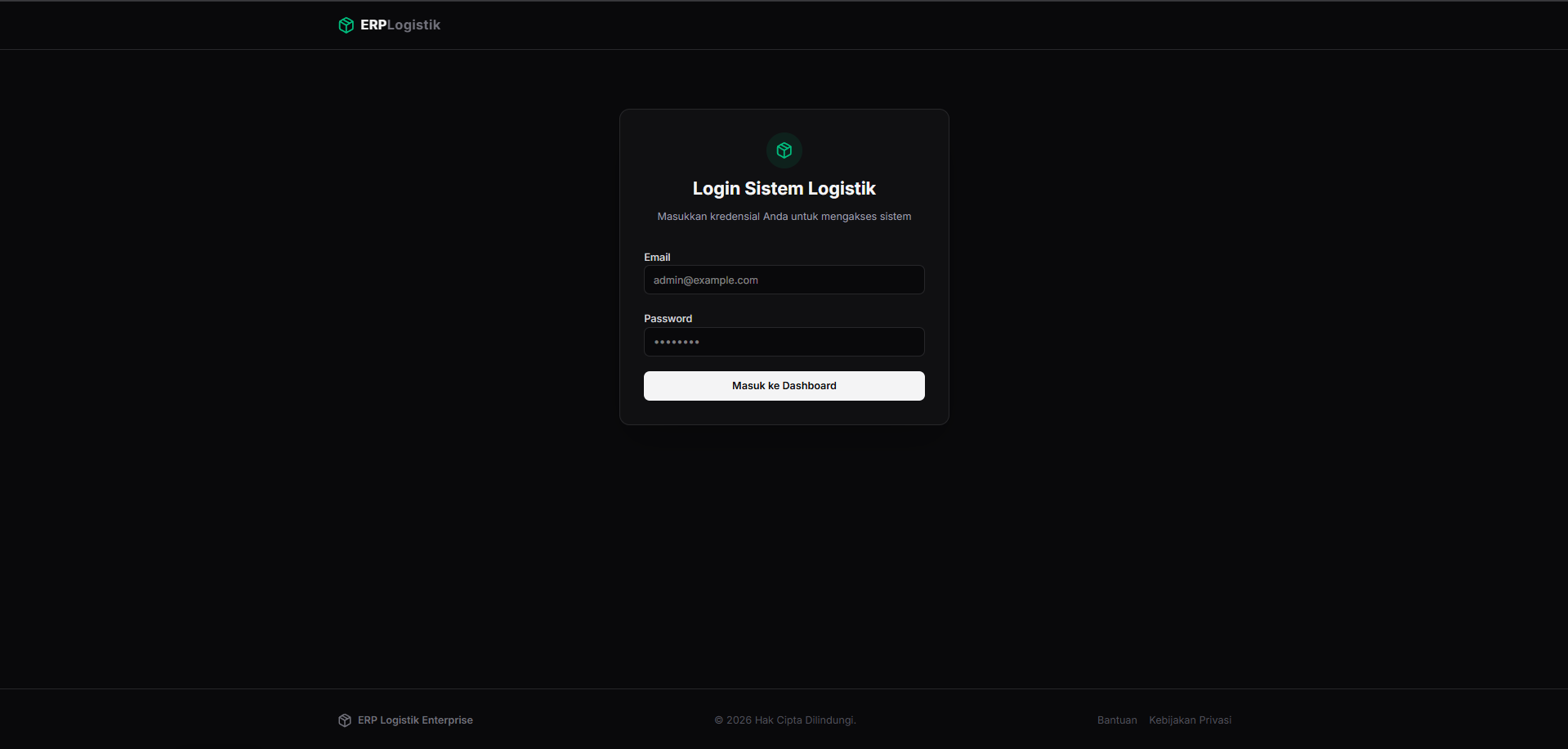 Logistic ERP Login Page