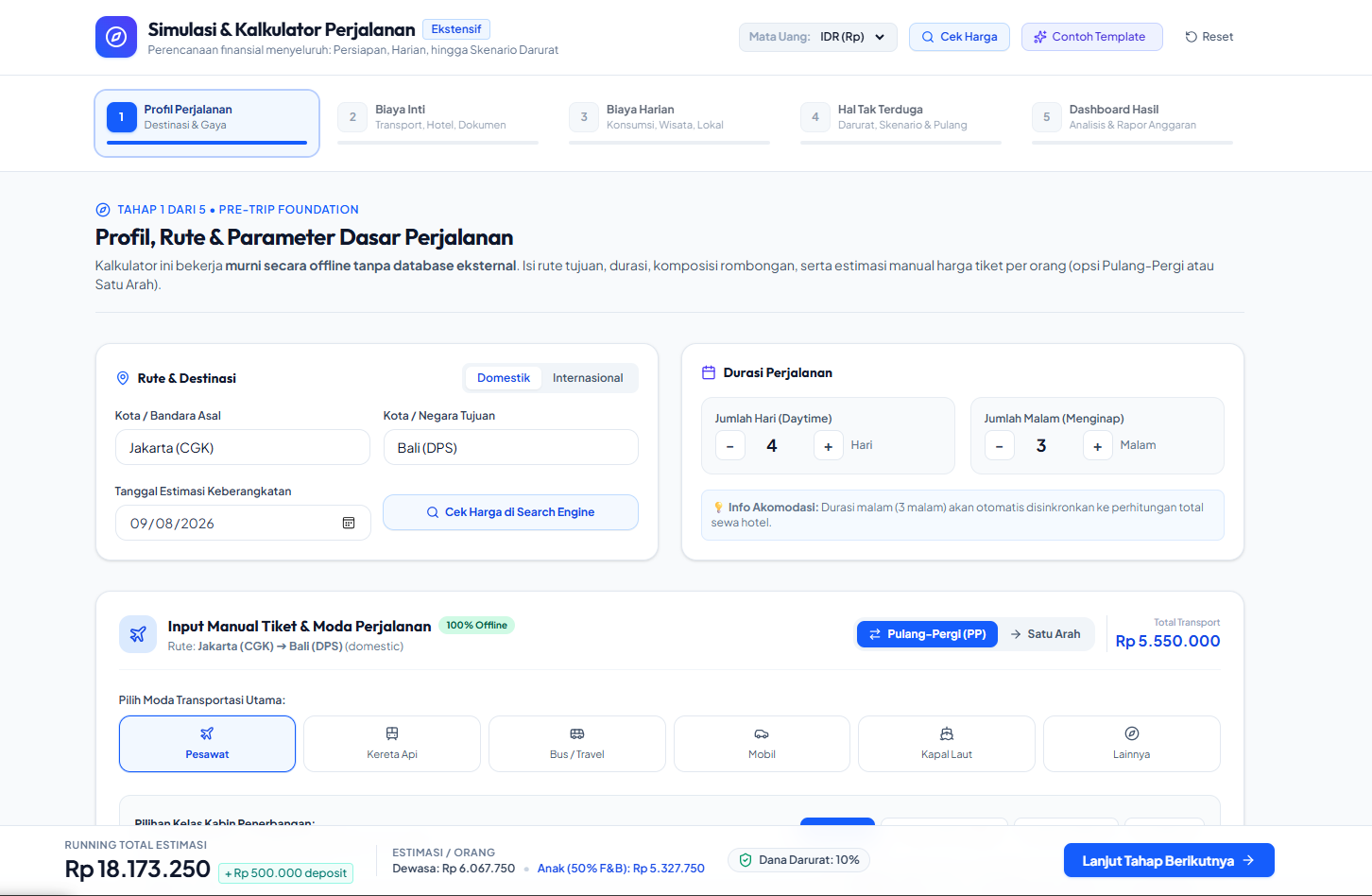 Trip Simulation & Calculator Web App